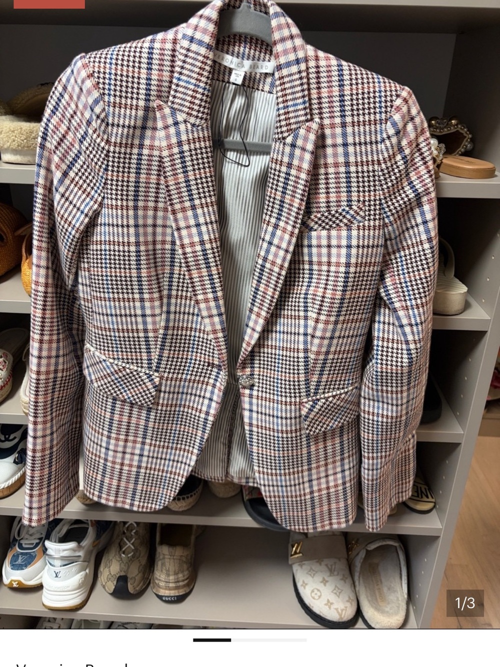 $695 VERONICA BEARD Plaid Fuller Houndstooth cut away Dickey jacket Sz 0